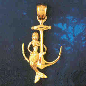 14K GOLD NAUTICAL CHARM - MERMAID #1379