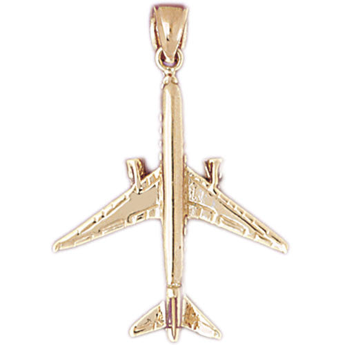 Gold Jet Airplane Pendant Necklace