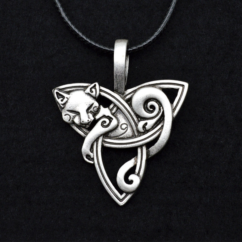 1pcs Men's Large Viking Jewelry Fox Triquetra Fenrir Animal Teen Wolf Necklace Irish Celtics Knot Pendant Amulet Necklace CT526