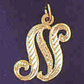 14K GOLD INITIAL CHARM - N #9560