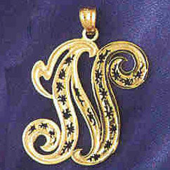 14K GOLD INITIAL CHARM - N #9563