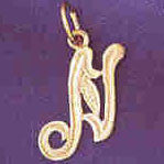 14K GOLD INITIAL CHARM - N #9565