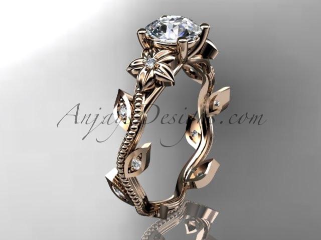 Unique Rose Gold Vine & Diamond Ring